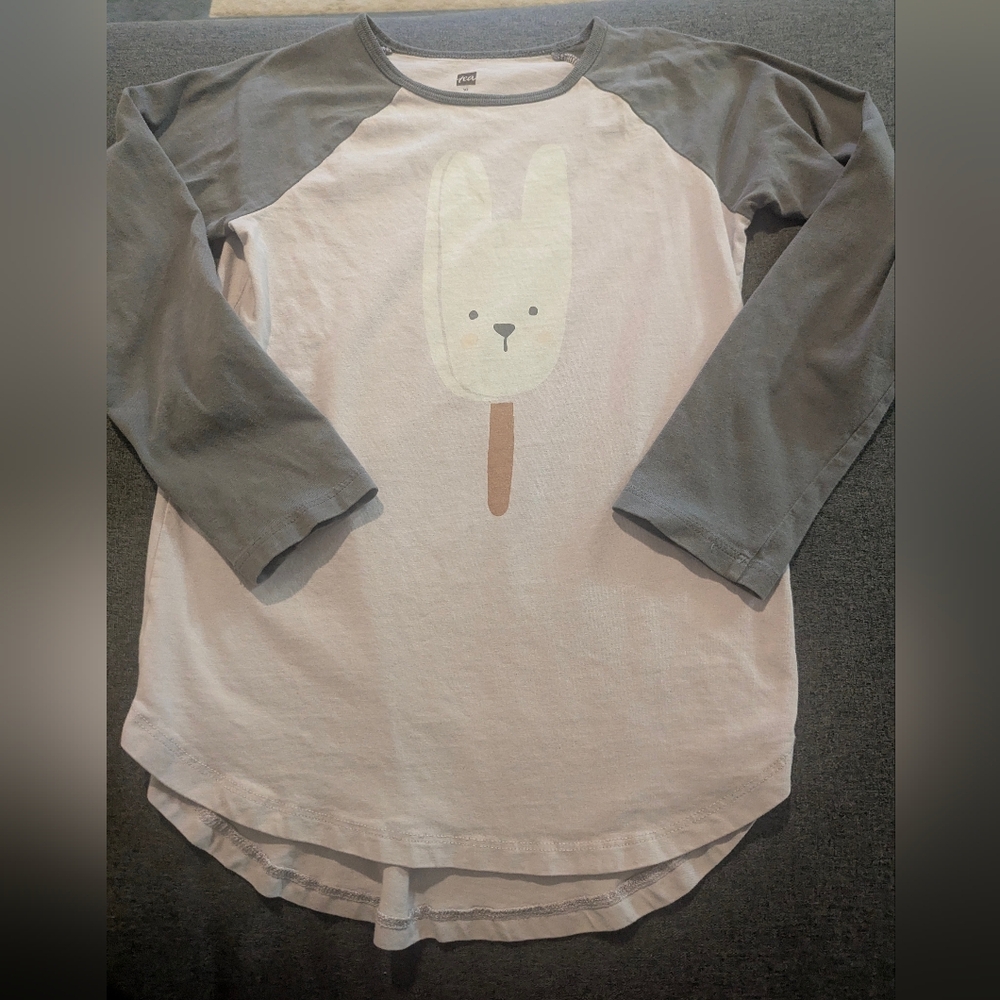 Tea Collection Pink & Gray Bunny Popsicle Raglan Long Sleeve Shirt